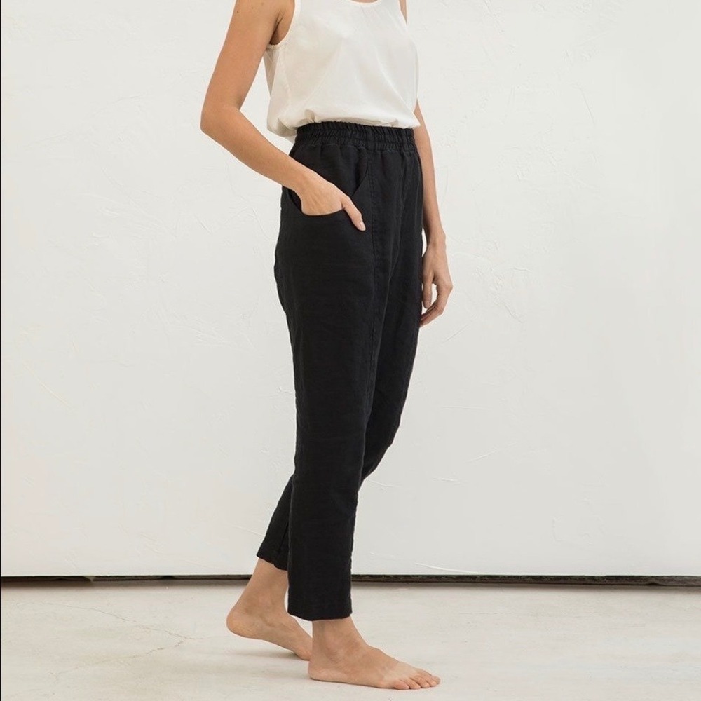 Elizabeth Suzann Linen Work Pant,‎ Black Sz 6 / S